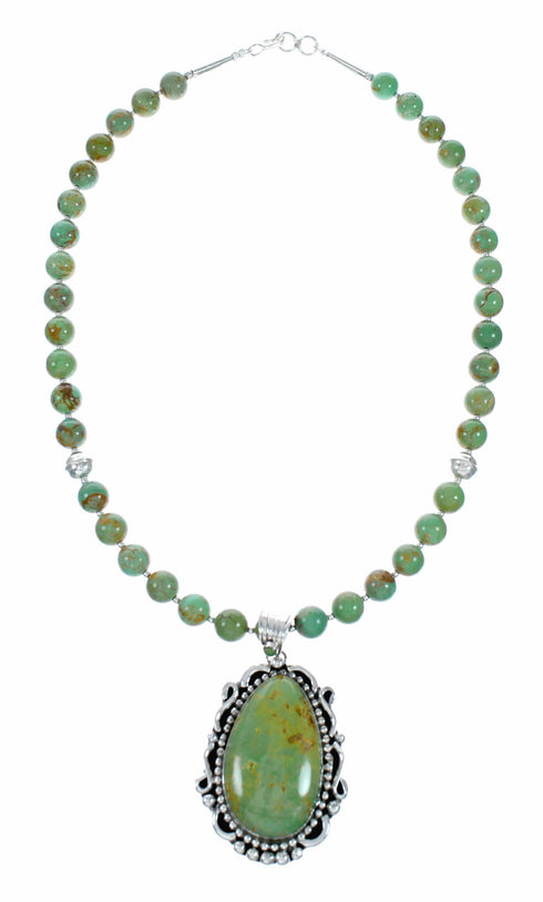 Genuine Navajo Kingman Turquoise Sterling Silver Necklace NX12644