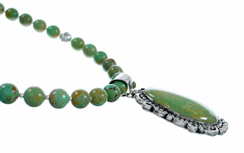 Genuine Navajo Kingman Turquoise Sterling Silver Necklace NX12644