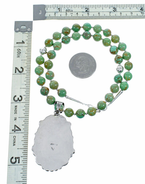 Genuine Navajo Kingman Turquoise Sterling Silver Necklace NX12644