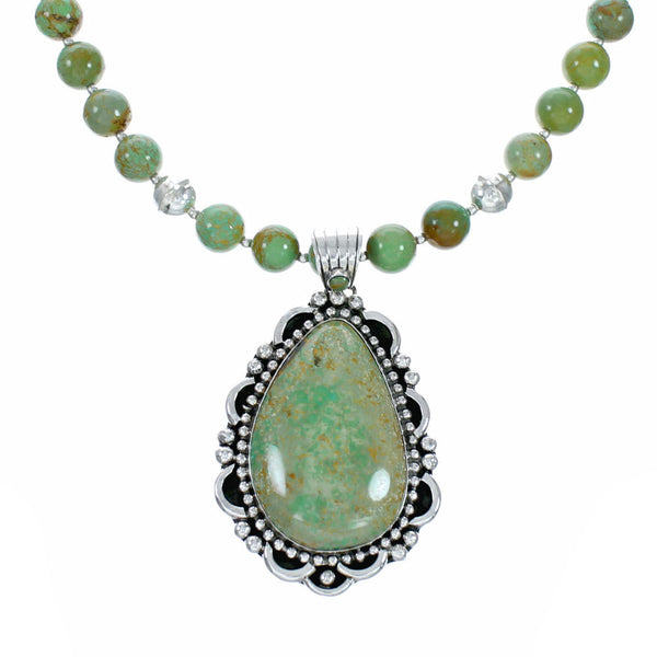 Genuine Navajo Kingman Turquoise Sterling Silver Necklace NX12645