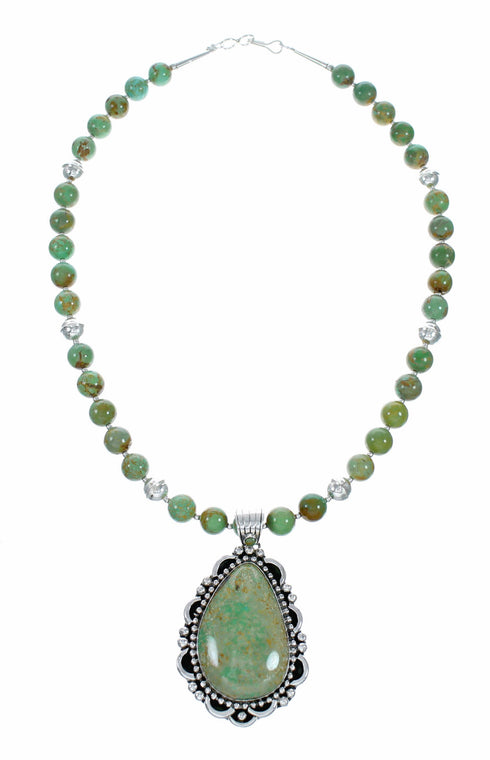 Genuine Navajo Kingman Turquoise Sterling Silver Necklace NX12645