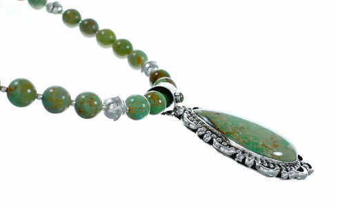 Genuine Navajo Kingman Turquoise Sterling Silver Necklace NX12645