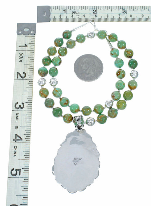 Genuine Navajo Kingman Turquoise Sterling Silver Necklace NX12645