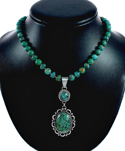 Sterling Silver Navajo Turquoise Necklace NX12646