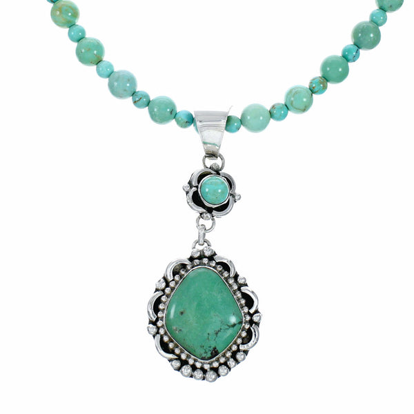 Genuine Navajo Kingman Turquoise Sterling Silver Necklace NX12647
