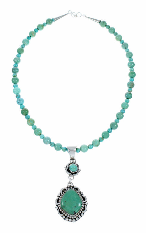Genuine Navajo Kingman Turquoise Sterling Silver Necklace NX12647