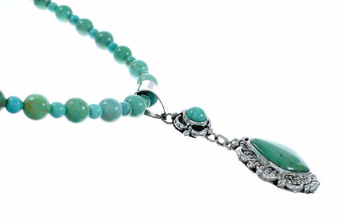 Genuine Navajo Kingman Turquoise Sterling Silver Necklace NX12647