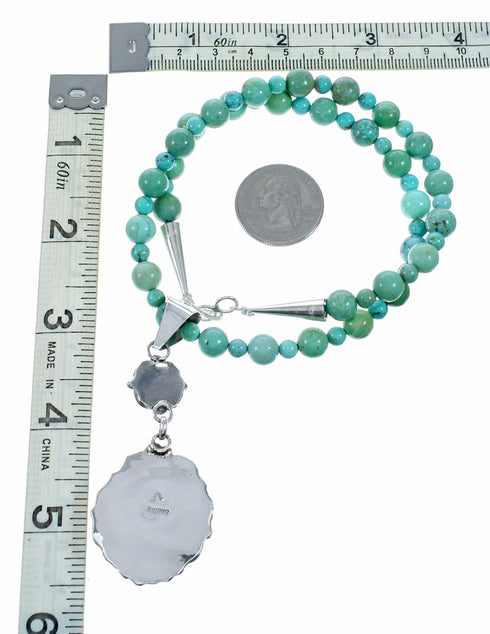 Genuine Navajo Kingman Turquoise Sterling Silver Necklace NX12647