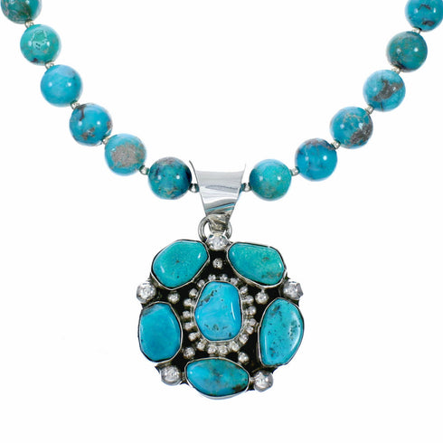 Kingman Turquoise Sterling Silver Navajo Necklace NX12649