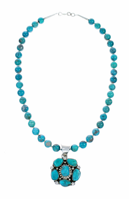 Kingman Turquoise Sterling Silver Navajo Necklace NX12649