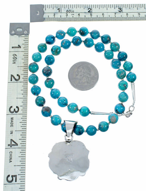 Kingman Turquoise Sterling Silver Navajo Necklace NX12649