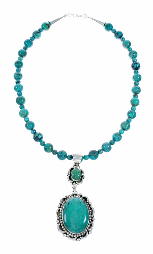 Genuine Turquoise Sterling Silver Navajo Necklace NX12650