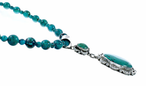 Genuine Turquoise Sterling Silver Navajo Necklace NX12650