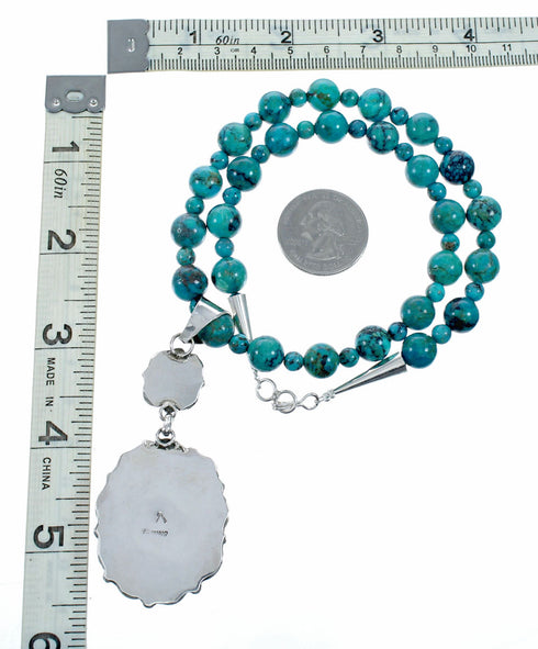 Genuine Turquoise Sterling Silver Navajo Necklace NX12650