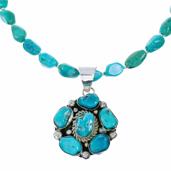 Kingman Turquoise Sterling Silver Navajo Necklace NX12651