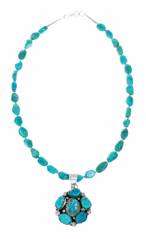 Kingman Turquoise Sterling Silver Navajo Necklace NX12651