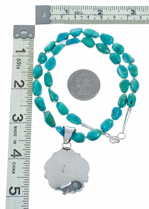 Kingman Turquoise Sterling Silver Navajo Necklace NX12651