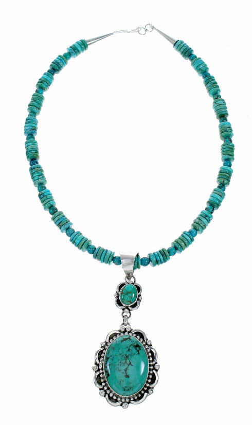 Genuine Sterling Silver Navajo Turquoise Necklace NX12652