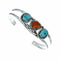 Sterling Silver Turquoise And Coral American Indian Cuff Bracelet NX12622
