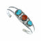Sterling Silver Turquoise And Coral American Indian Cuff Bracelet NX12623