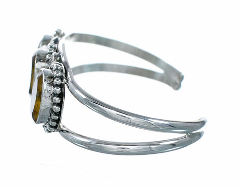 Native American Navajo Indian Sterling Silver Citrine Cuff Bracelet NX12618