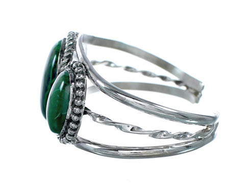 Genuine Malachite Navajo Sterling Silver Cuff Bracelet NX12634