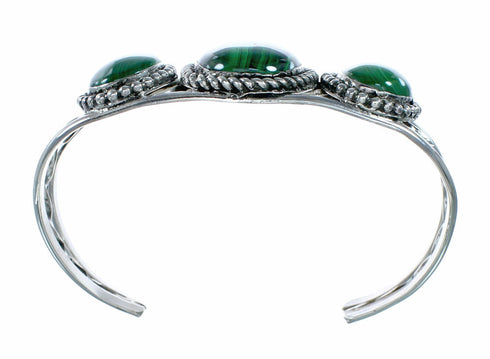 Genuine Malachite Navajo Sterling Silver Cuff Bracelet NX12634