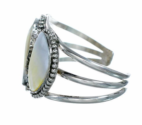 Navajo Indian Sterling Silver Mother Of Pearl Cuff Bracelet NX12624