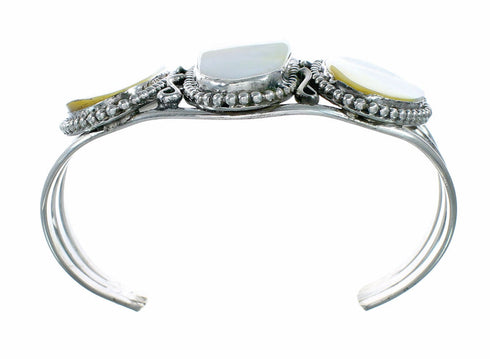 Navajo Indian Sterling Silver Mother Of Pearl Cuff Bracelet NX12624