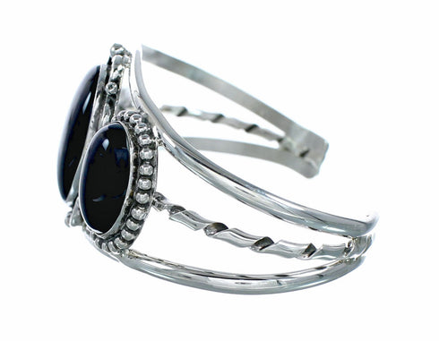 Navajo Indian Sterling Silver Onyx Cuff Bracelet NX12615