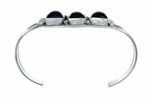 Native American Navajo Indian Sterling Silver Onyx Cuff Bracelet NX12616
