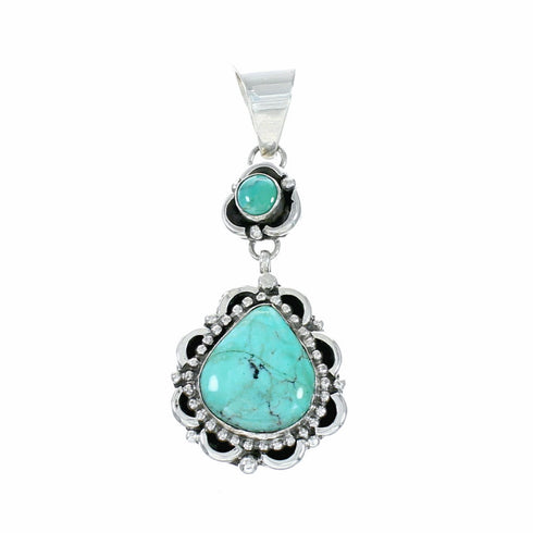 Genuine Turquoise Sterling Silver Navajo Pendant NX12625