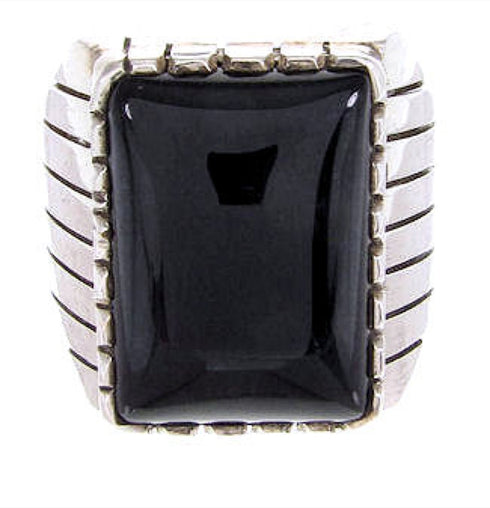 Sterling Silver Onyx Jewelry Ray Jack Navajo Ring Size 9-3/4 EX24539