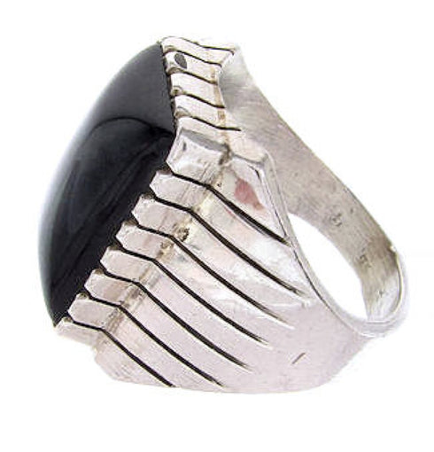 Sterling Silver Onyx Jewelry Ray Jack Navajo Ring Size 9-3/4 EX24539