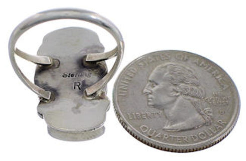 Native American Turquoise And Silver Jewelry Ring Size 7-3/4 EX25085