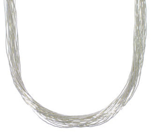 Hand Strung Liquid Sterling Silver 20 Strands 30" Necklace LS2030