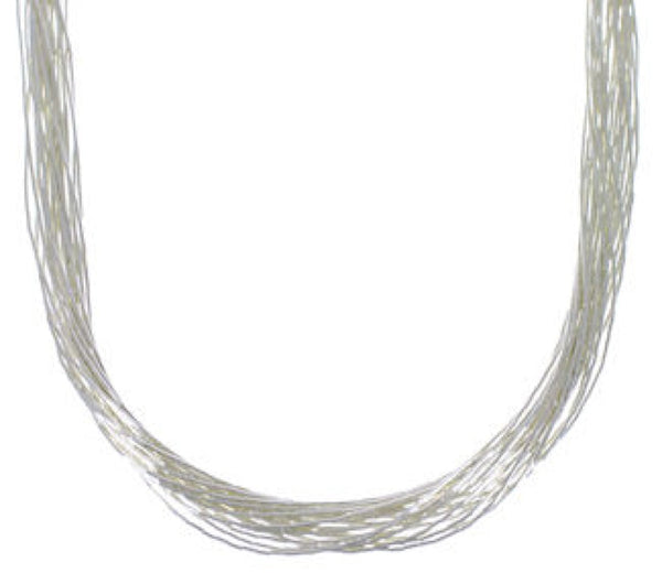 Hand Strung Liquid Sterling Silver 20 Strands 30" Necklace LS2030