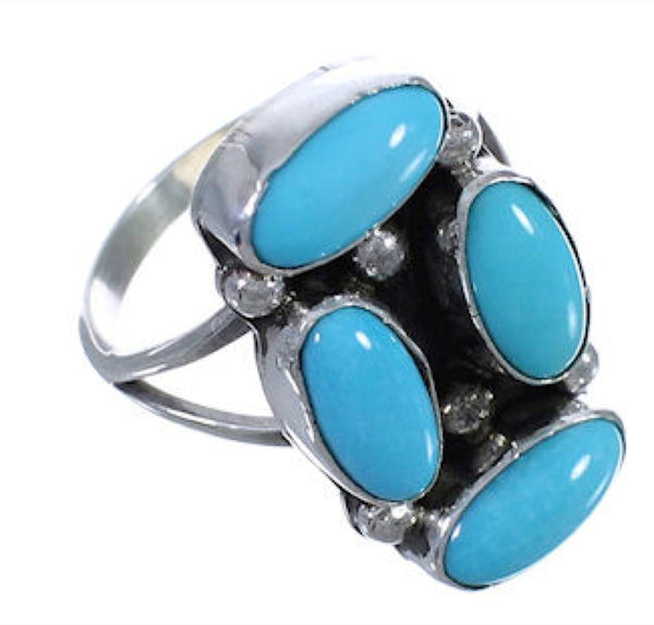 Sterling Silver Turquoise Native American Ring Size 7-1/2 EX29827