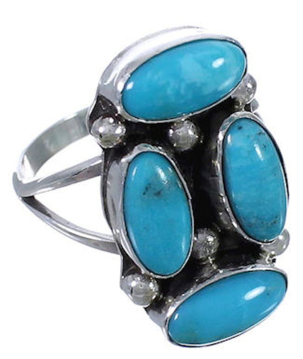 Turquoise Navajo Indian Jewelry Silver Ring Size 7-3/4 EX29833