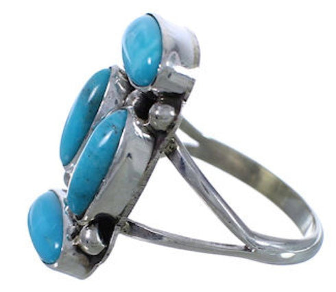 Turquoise Navajo Indian Jewelry Silver Ring Size 7-3/4 EX29833