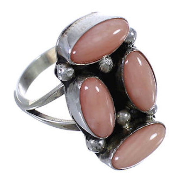 Pink Coral And Sterling Silver Native American Ring Size 6-3/4 WX71506