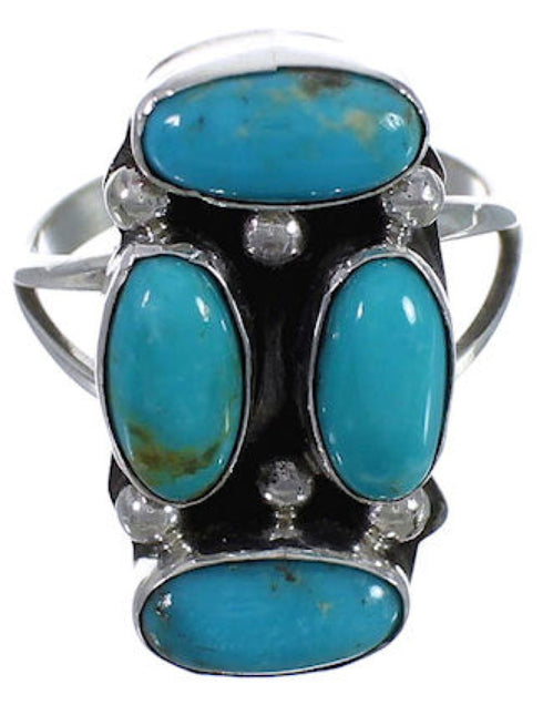 Sterling Silver Turquoise Navajo Indian Ring Size 7-3/4 EX29846