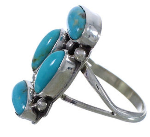 Sterling Silver Turquoise Navajo Indian Ring Size 7-3/4 EX29846