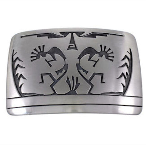 Silver Native American George Phillips Kokopelli Belt Buckle YS62605