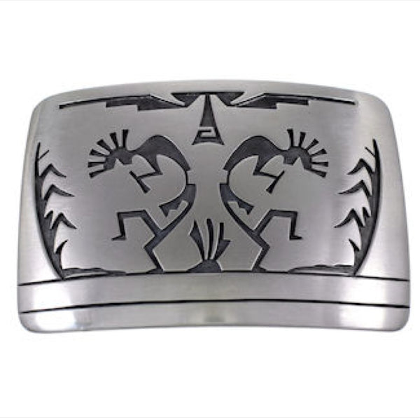 Silver Native American George Phillips Kokopelli Belt Buckle YS62605