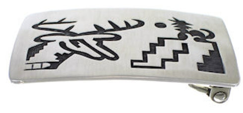 Native American Hopi Jewelry Sterling Silver Deer Belt Buckle DS55304