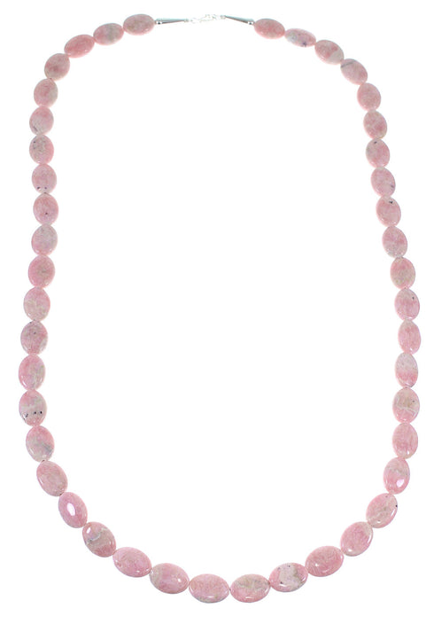 Southwestern Rhodochrosite Sterling Silver Bead Necklace TX47250