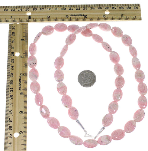 Southwestern Rhodochrosite Sterling Silver Bead Necklace TX47250