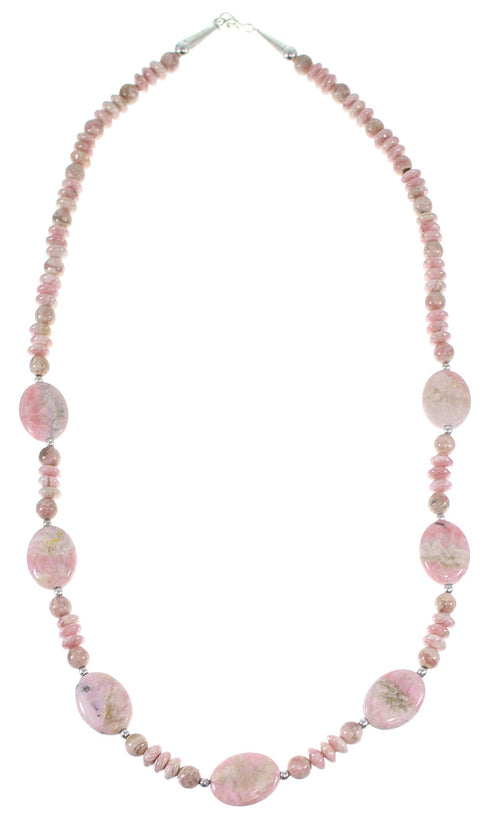 Rhodochrosite Sterling Silver Navajo Indian Bead Necklace EX47679