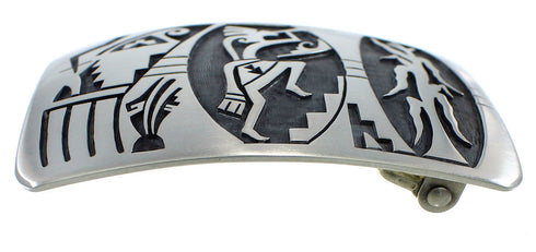 George Phillips Hopi Kokopelli Corn Stalk Silver Belt Buckle EX50333